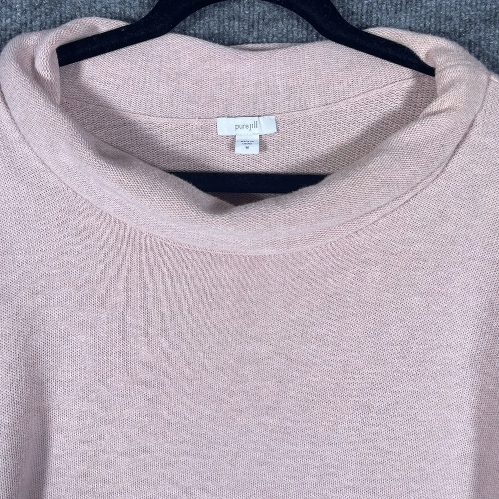 Pure Jill Women’s Medium Oversized Pink Heathered Roll Neck Cozy‎ Tunic Sweate